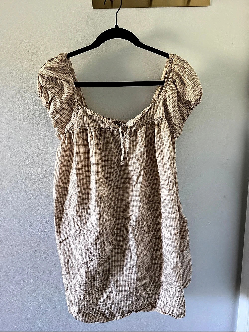 Plaid Babydoll Mini Dress | Cottagecore Puff Sleeve Dress